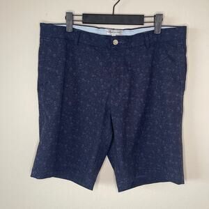Peter Millar Crown Sport Mens 9in Golf Shorts Floral Blue Skull Print - Size 35